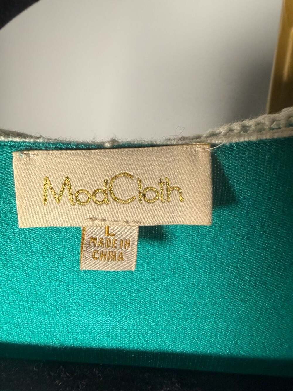 ModCloth Crop Cardigan Size L Teal Crochet Collar Sweater - Picture 2 of 5